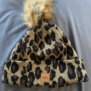 Leopard puff ball hat